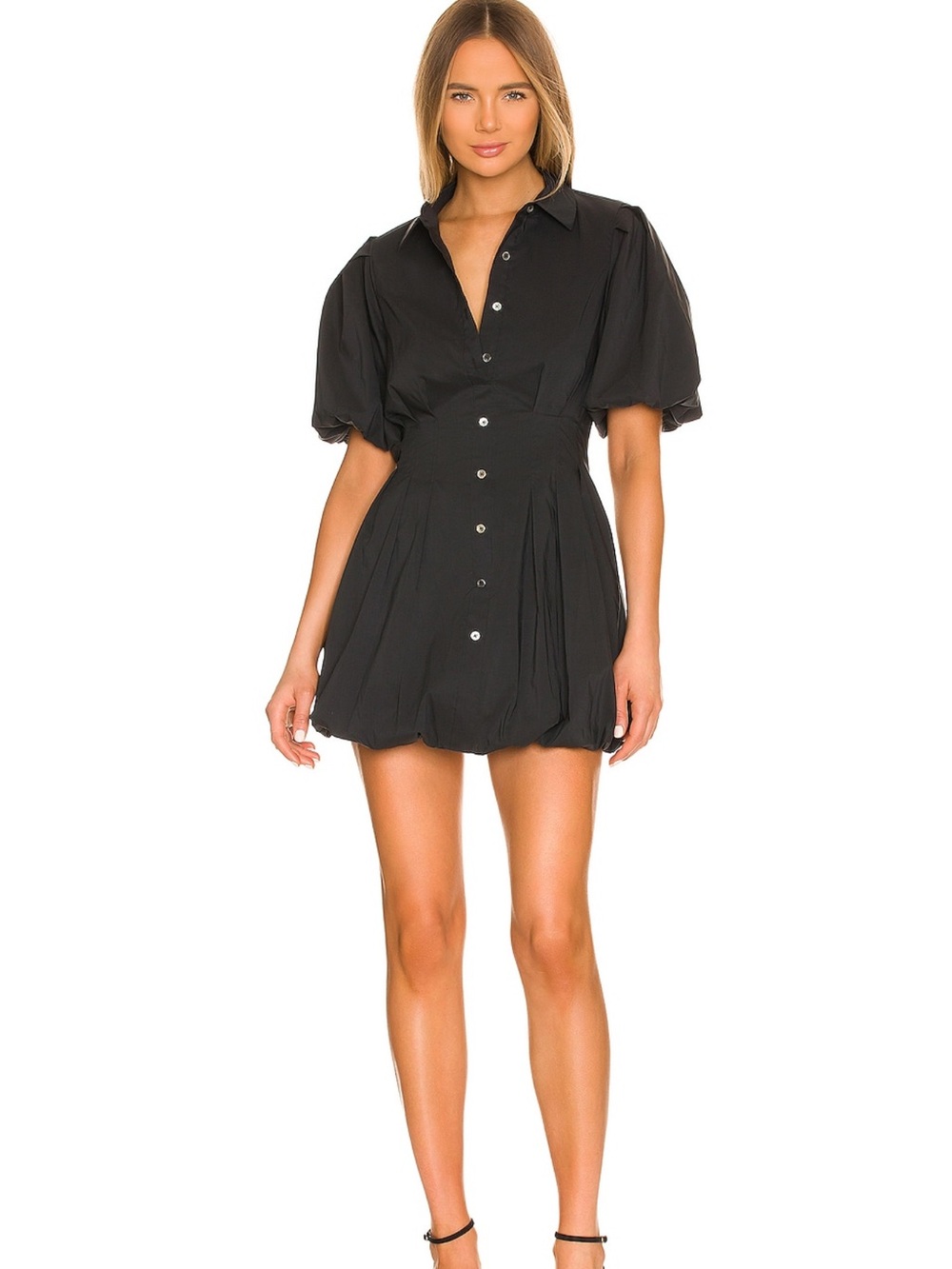 Jonathan Simkhai Black Puff-Sleeve Mini Dress